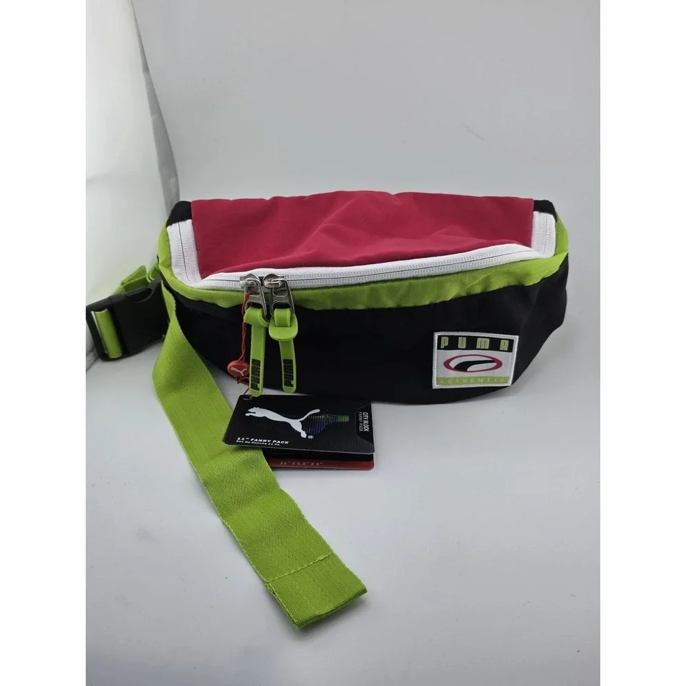 Puma City Block Fanny Pack Neon Pink Green Black Waist Bag 11